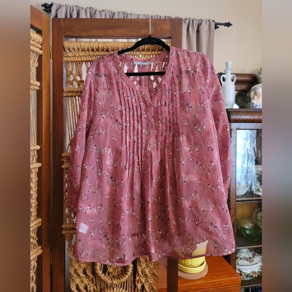 Daniel Rainn Women's Pink Floral Textured Blouse XL